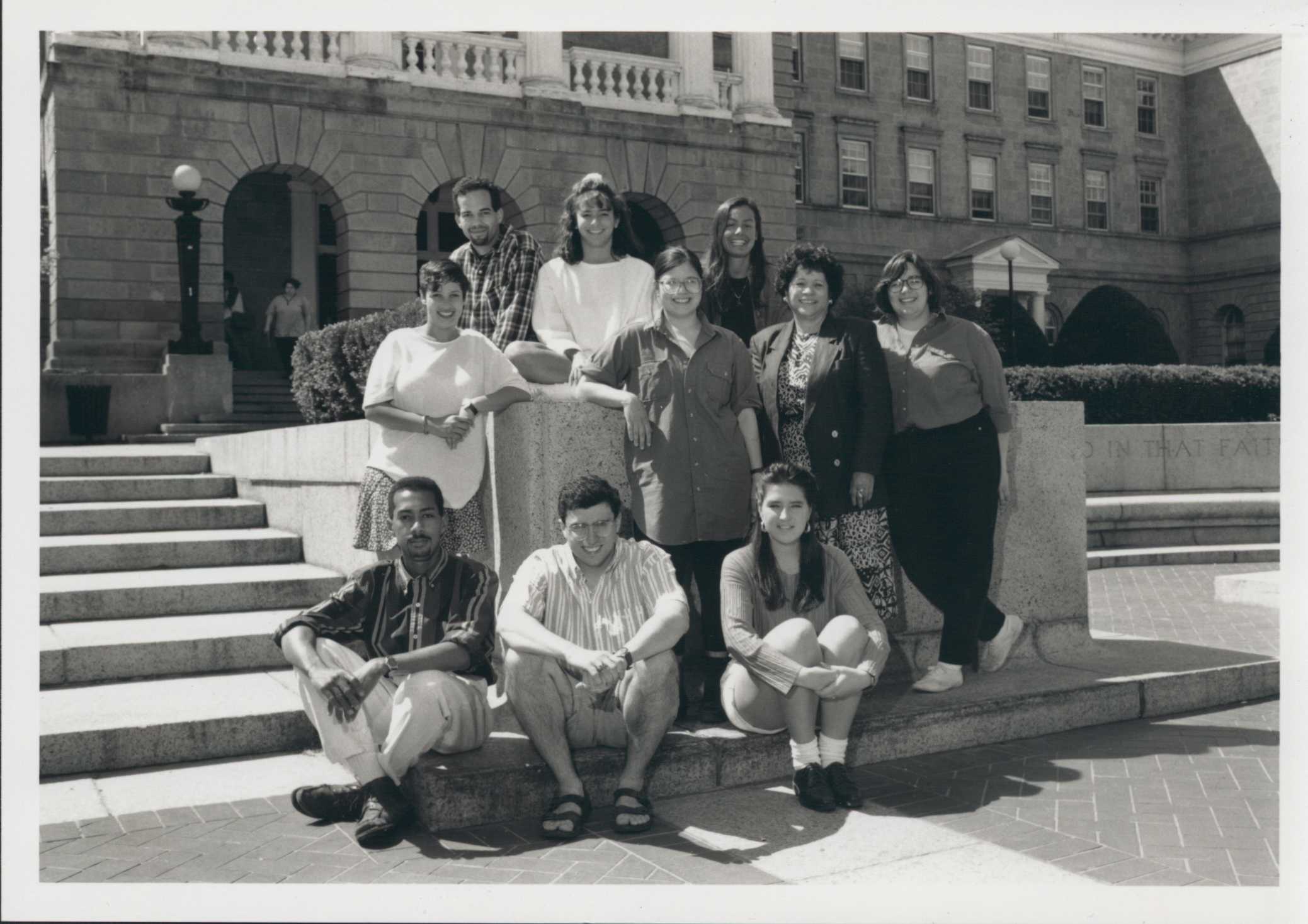 Graduating Chancellor's Scholars. Back Row (L-R): Margaret Hunter, Langston Hoffman, Heather Reneau, Michelle Wichita, Tonia Lowe, Asst. Vice Chancellor Mercile J. Lee, Valentina Ahedo. Front Row: Christopher Bruner, Michael Hernandez, Michele Grignon. Not pictured: Geoffrey Valdes and Adisak Pochanayon